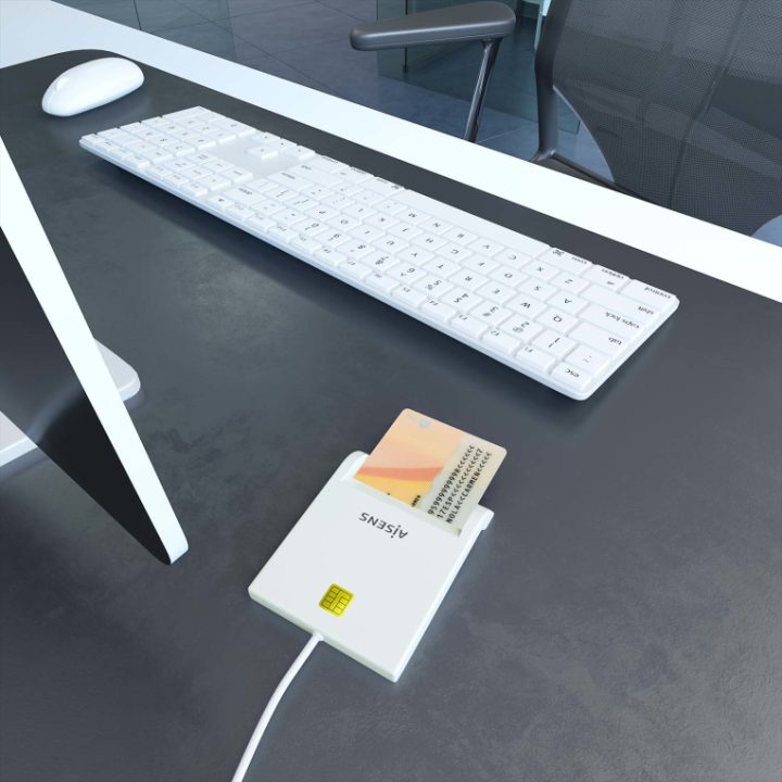 AISENS Smart Card Reader for eID, White