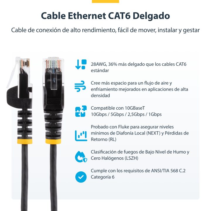 StarTech.com 50cm Cat6 Cable - Slim - with Snagless RJ45 Connectors -…