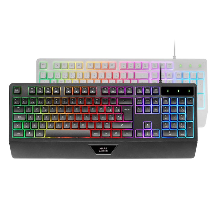 Mars Gaming MK124, Teclado Ergonómico H-Mech, Reposamuñecas…