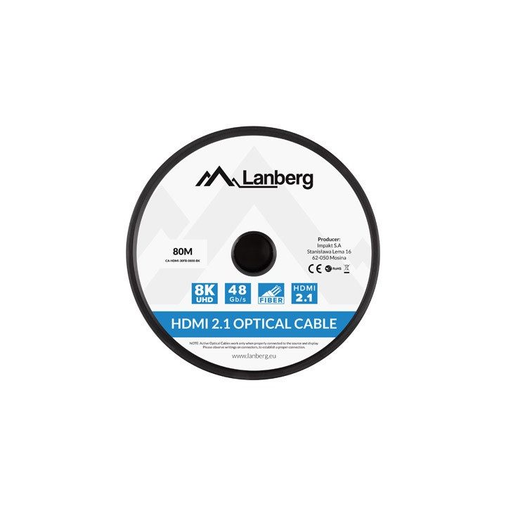 Cable HDMI aoc Lanberg v2.1 m-m optico activo 8K 60Hz 30m negro…