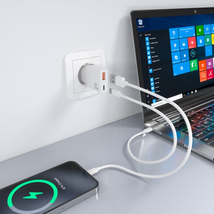 AISENS Ultra Slim GaN 30W Charger, 1xUSB-C PD3.0 QC4.0, 1xUSB-A…