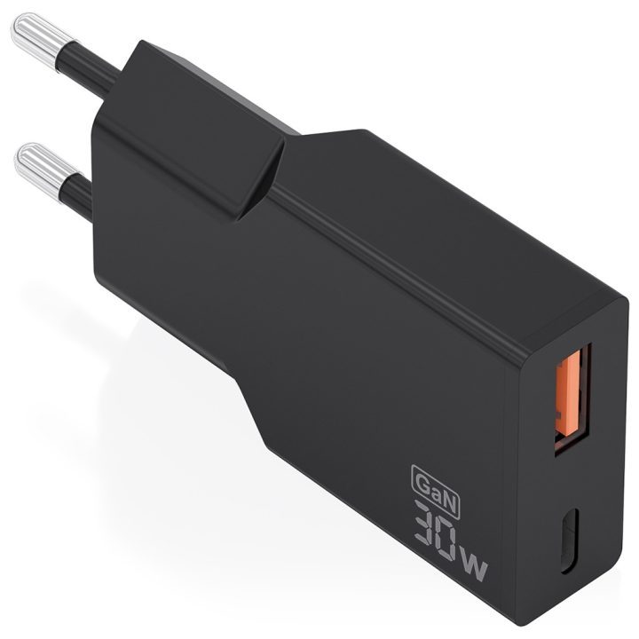 AISENS Ultra Slim GaN 30W Charger, 1xUSB-C PD3.0 QC4.0, 1xUSB-A…