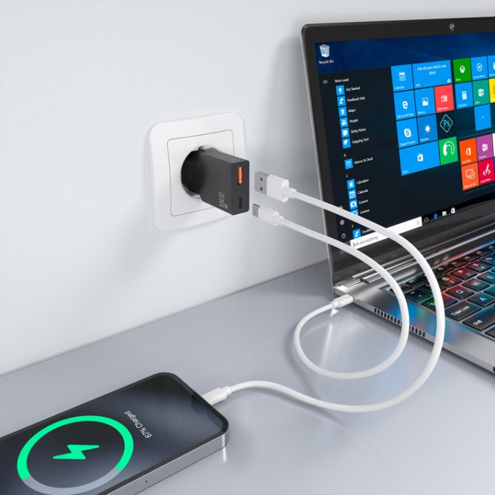 AISENS Ultra Slim GaN 30W Charger, 1xUSB-C PD3.0 QC4.0, 1xUSB-A…