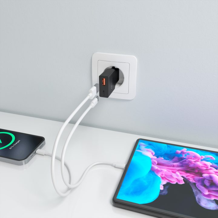 AISENS Ultra Slim GaN 30W Charger, 1xUSB-C PD3.0 QC4.0, 1xUSB-A…