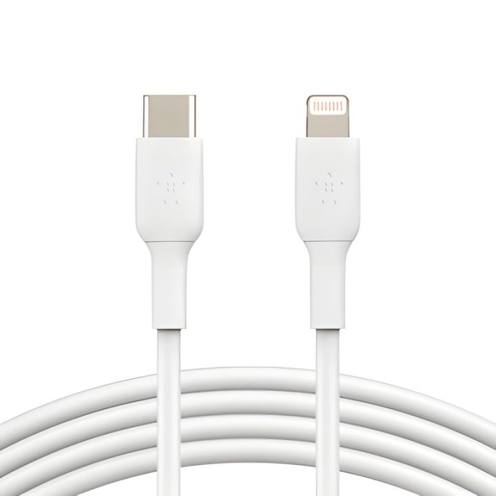 Cable Lightning a USB-C Belkin 1m-macho-macho-blanco (CAA003BT1MWH)