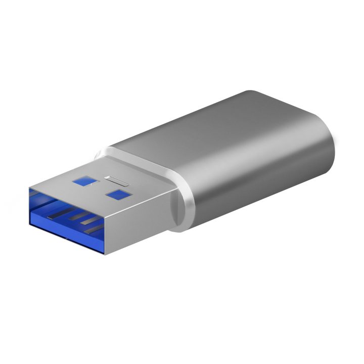 AISENS Mini USB 3.2 Gen2 / USB 2.0 3A Adapter, USB-C/H-A/M Type, Gray
