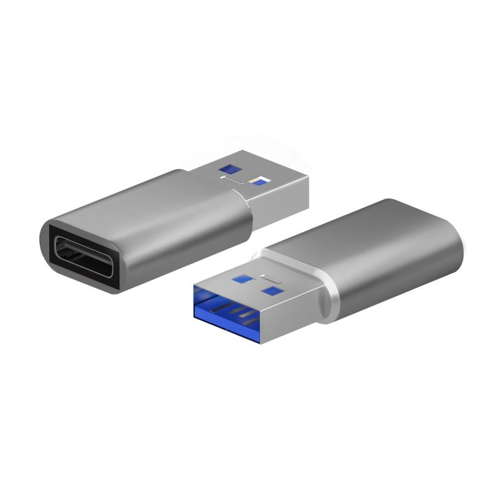 AISENS Mini USB 3.2 Gen2 / USB 2.0 3A Adapter, USB-C/H-A/M Type, Gray