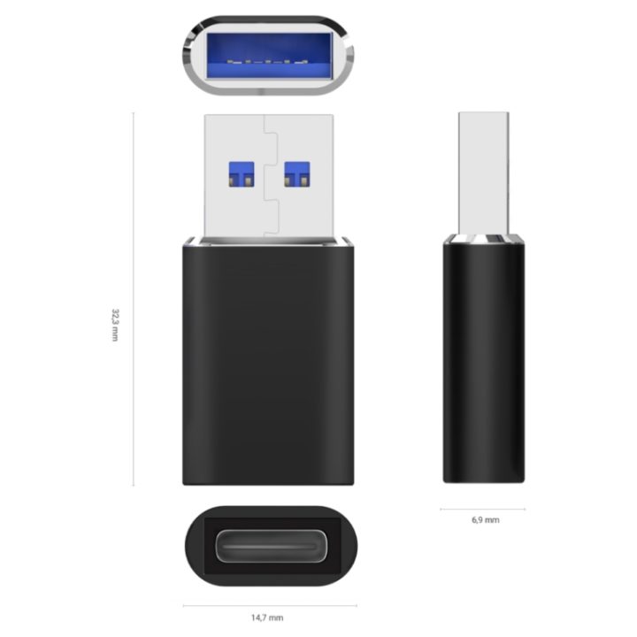 AISENS Mini Adaptador USB 3.2 Gen2 / USB 2.0 3A, Tipo USB-C/H-A/M…