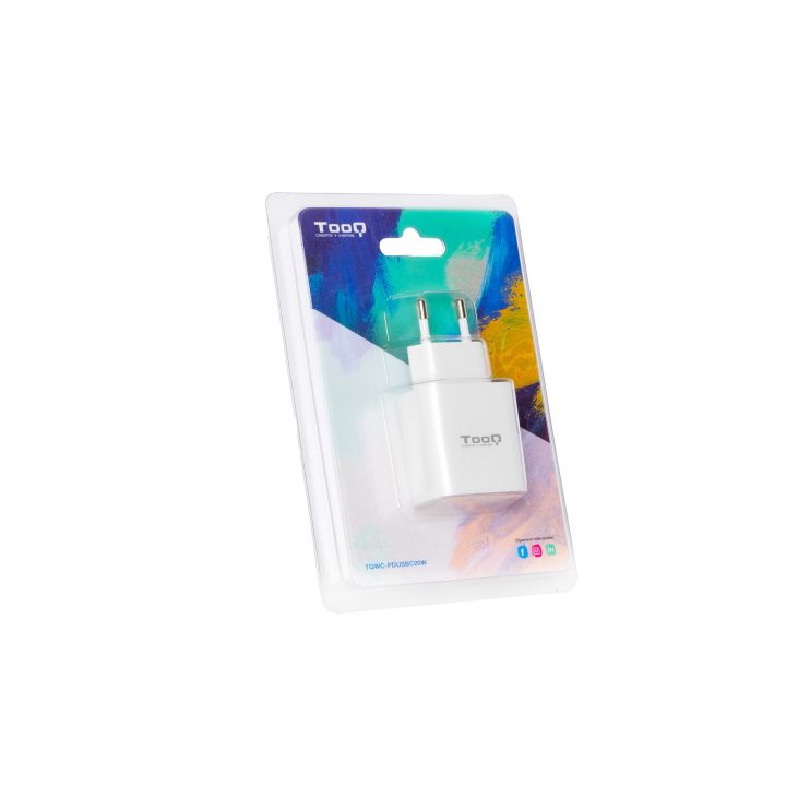 TooQ Cargador de Pared USB-C PD20W, Blanco