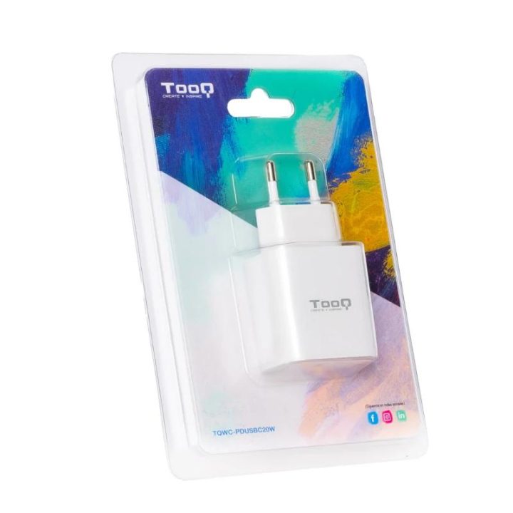 TooQ USB-C PD20W Wall Charger, White