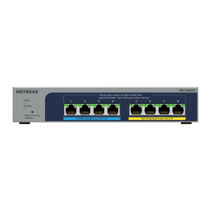 NETGEAR MS108EUP Managed L2/L3 2.5G Ethernet (100/1000/2500) Power…