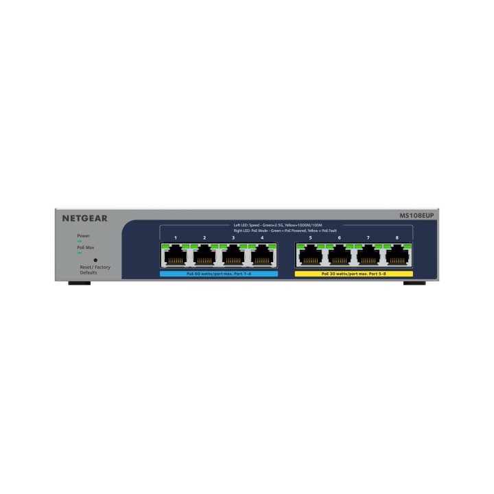NETGEAR MS108EUP Managed L2/L3 2.5G Ethernet (100/1000/2500) Power…