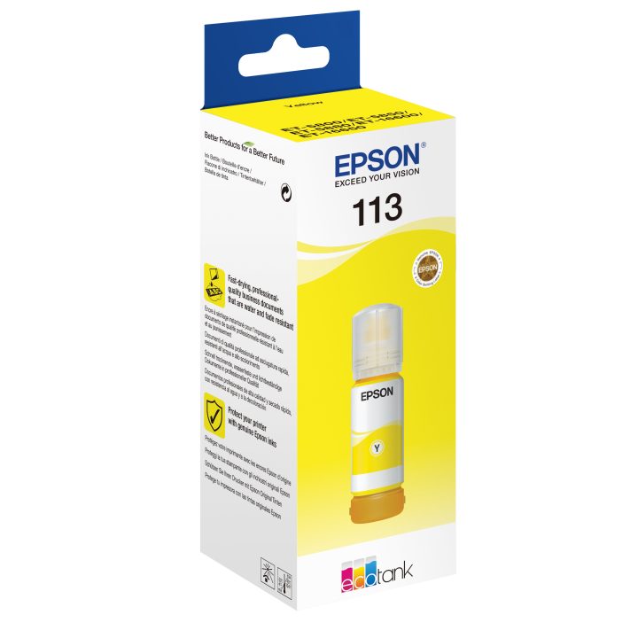 Garrafa de tinta amarela pigmentada Epson 113 EcoTank