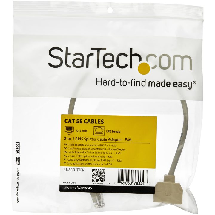 StarTech.com RJ45 Splitter Adapter Cable 2 to 1 - Female to Male -…