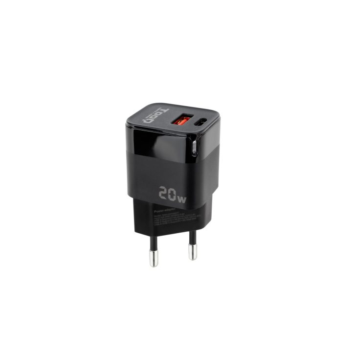 TooQ USB-C/PD + USB-A/QC 20W Wall Charger, White