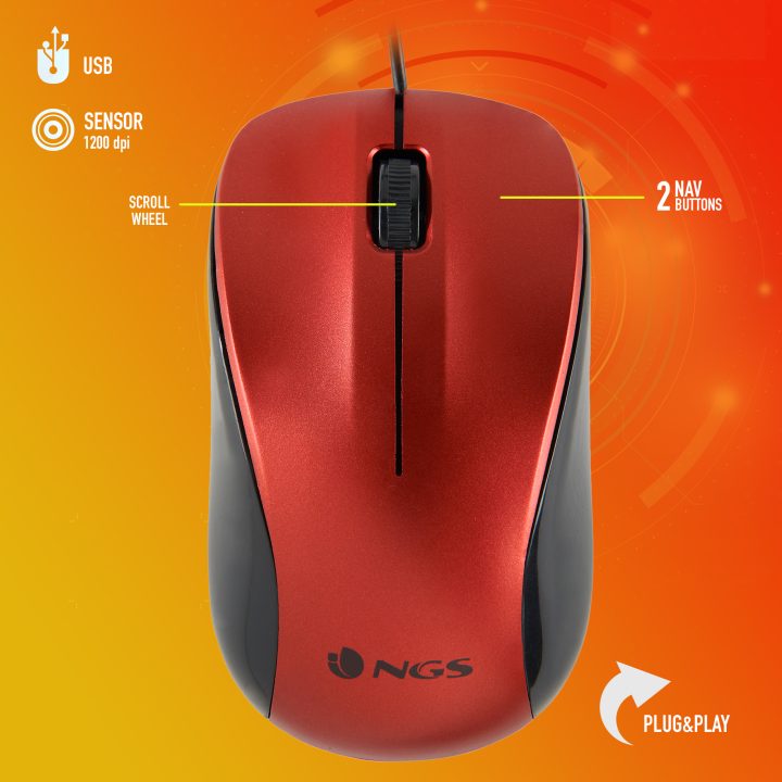 NGS CREW Ambidextrous Optical Office Mouse USB Type-A 1200 DPI