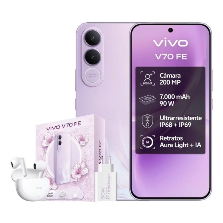 VIVO V70 FE + BUD 6,83" SIM duplo Android 16.0 5G USB Tipo C 8 GB 256…