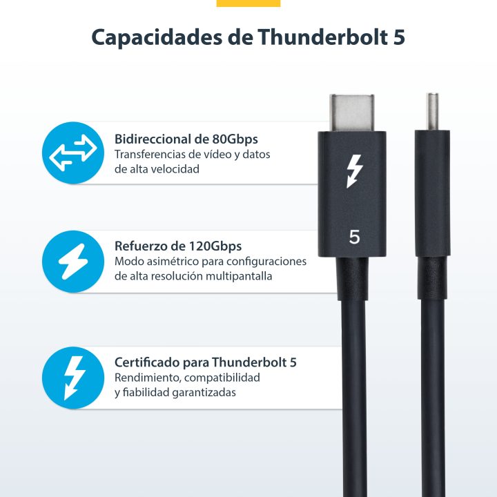 StarTech.com 80cm Thunderbolt 5 Cable - Certified Thunderbolt Cable -…