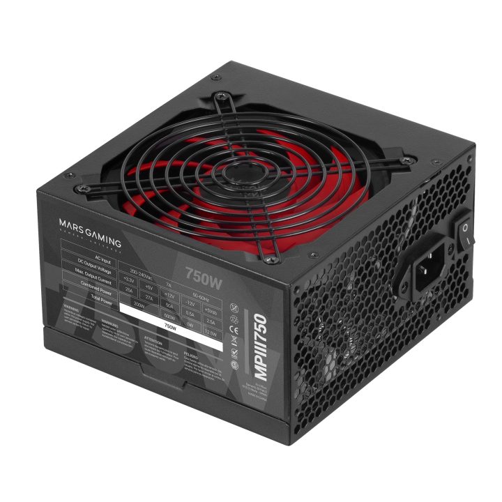 Mars Gaming MPIII750, Fuente Alimentación PC ATX 750W, 5 Años de…