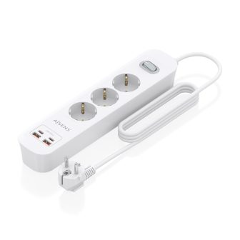 AISENS Multifunction Power Strip with 3 Outlets + PD3.0 20W Charger…
