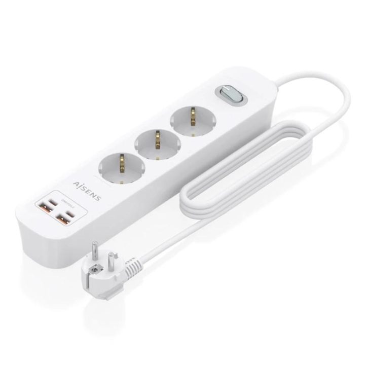AISENS Regleta de Enchufes Multifuncion con 3 Tomas + Cargador PD3.0…