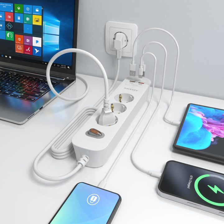 AISENS Multifunction Power Strip with 3 Outlets + PD3.0 20W Charger…