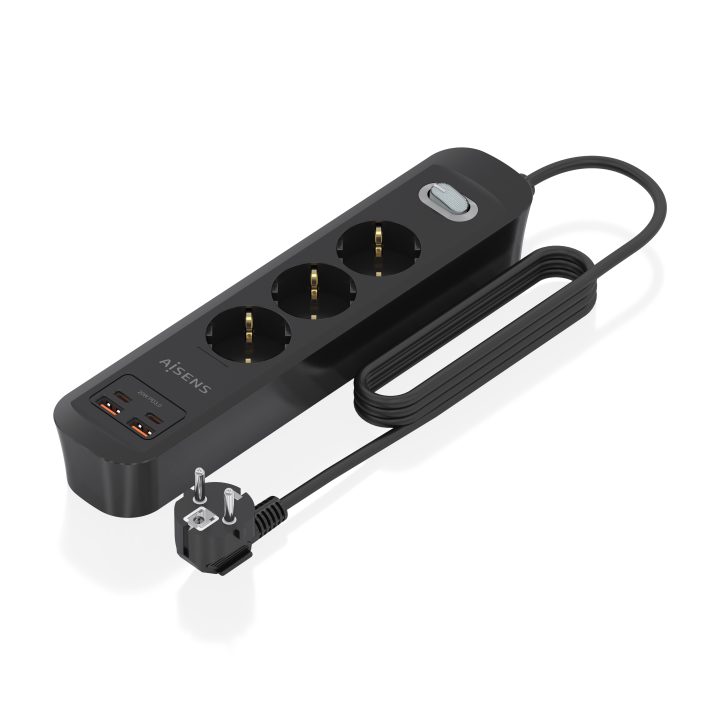 AISENS Multifunction Power Strip with 3 Outlets + PD3.0 20W Charger…