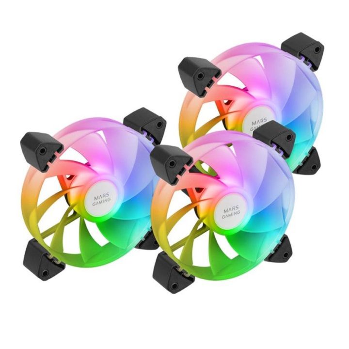 Mars Gaming MF-3AR, Kit 3x Ventiladores 120mm FDB, Aspas Invertidas…