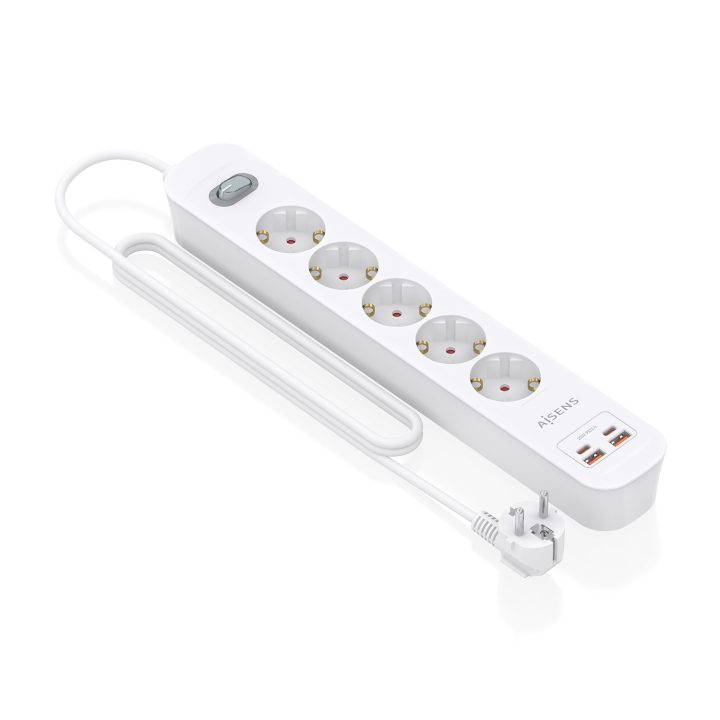 AISENS Multifunction Power Strip with 5 Outlets + PD3.0 20W Charger…