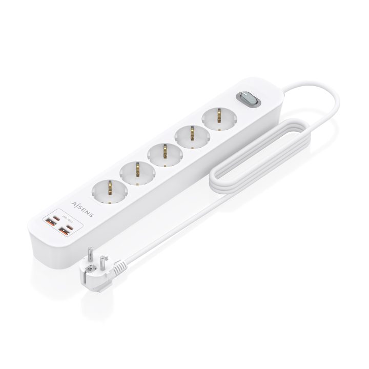 AISENS Multifunction Power Strip with 5 Outlets + PD3.0 20W Charger…