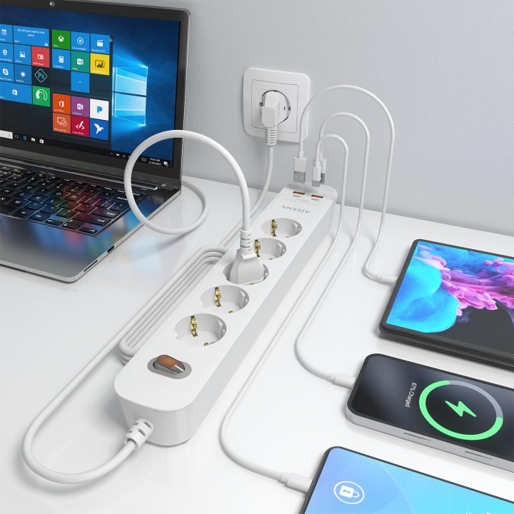 AISENS Regleta de Enchufes Multifuncion con 5 Tomas + Cargador PD3.0…