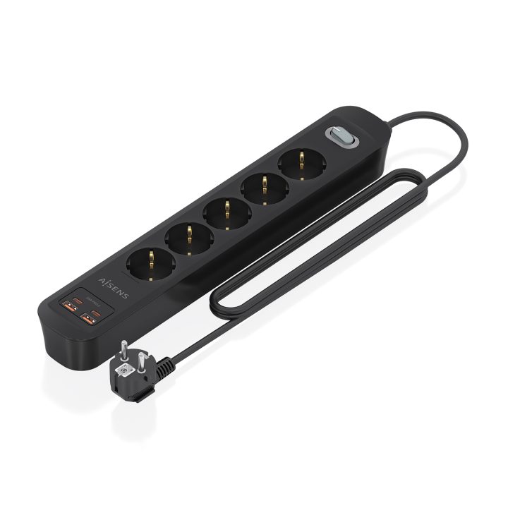 AISENS Regleta de Enchufes Multifuncional com 5 Tomadas + Carregador…