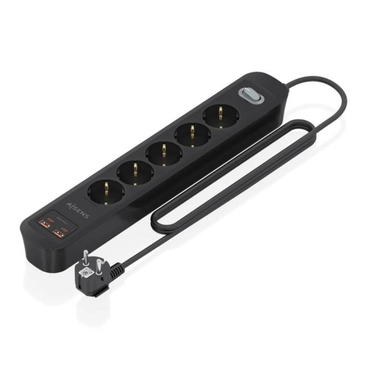 AISENS Multifunction Power Strip with 5 Outlets + PD3.0 20W Charger…