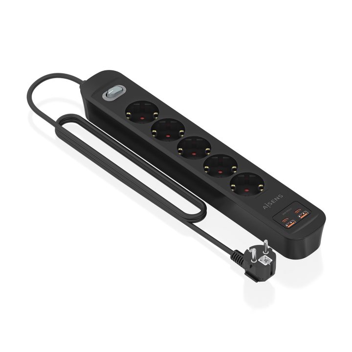 AISENS Multifunction Power Strip with 5 Outlets + PD3.0 20W Charger…