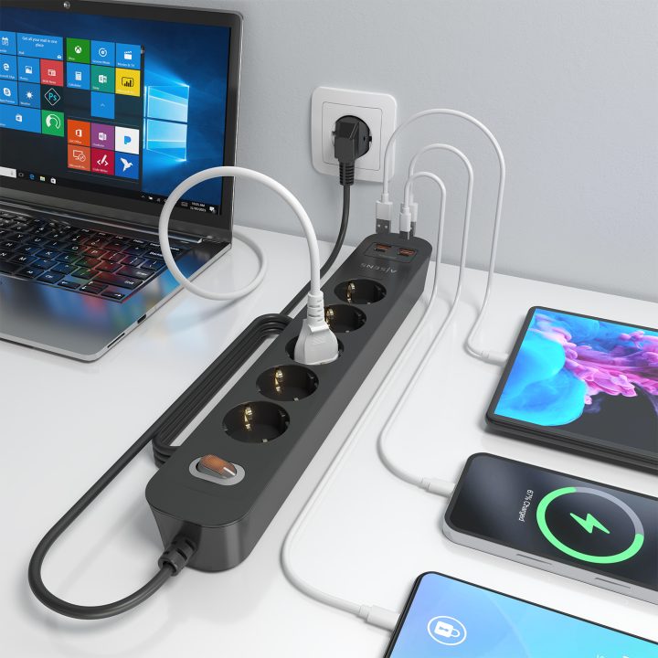 AISENS Multifunction Power Strip with 5 Outlets + PD3.0 20W Charger…
