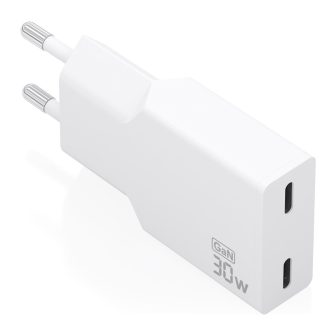 AISENS Cargador Ultra Delgado GaN 30W, 2xUSB-C PD3.0, Blanco