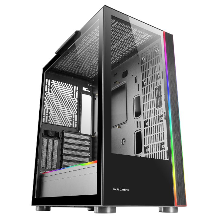 Mars Gaming MC-ULT, Custom XXL E-ATX Gaming Case, Frameless 90° Dual…