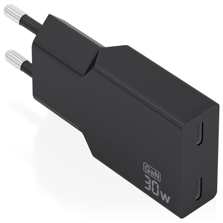 AISENS Cargador Ultra Delgado GaN 30W, 2xUSB-C PD3.0, Blanco