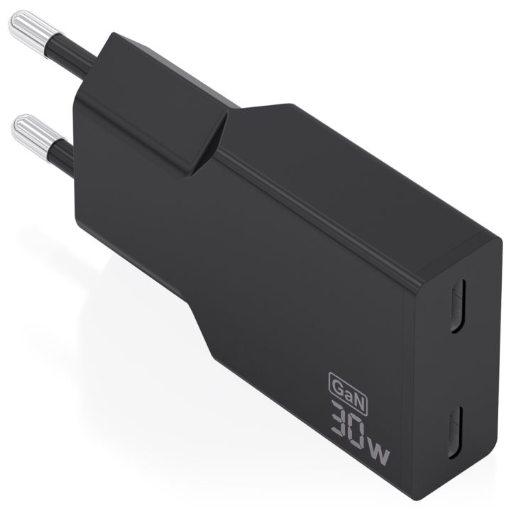 AISENS Ultra Slim GaN 30W Charger, 2xUSB-C PD3.0, White