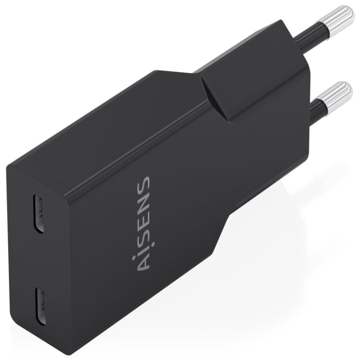 AISENS Ultra Slim GaN 30W Charger, 2xUSB-C PD3.0, White