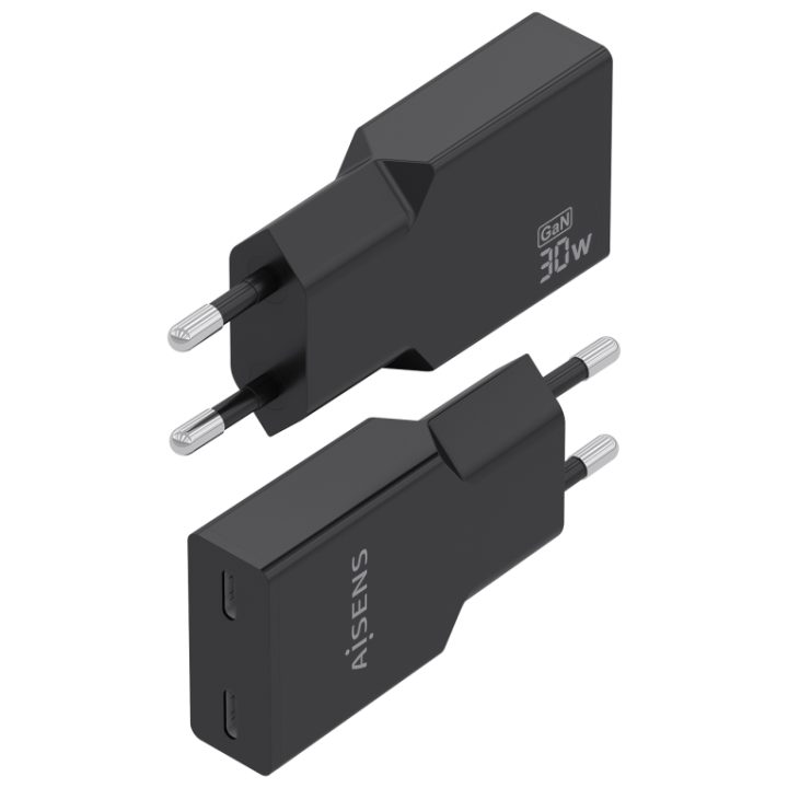 AISENS Cargador Ultra Delgado GaN 30W, 2xUSB-C PD3.0, Blanco