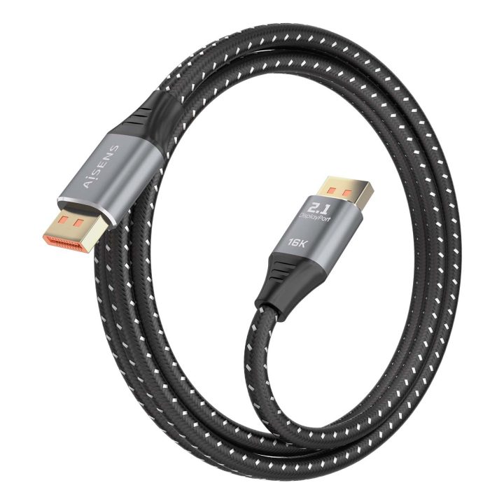 AISENS Cabo DisplayPort V2.1 16K@60Hz 80 Gbps, DP/M-DP/M, Preto, 1.5m