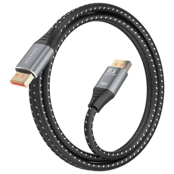 AISENS Cable DisplayPort V2.1 16K@60Hz 80 Gbps, DP/M-DP/M, Negro, 1.5m