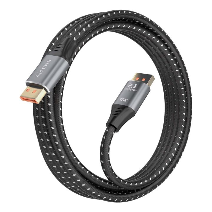 AISENS DisplayPort Cable V2.1 16K@60Hz 80 Gbps, DP/M-DP/M, Black, 1.5m