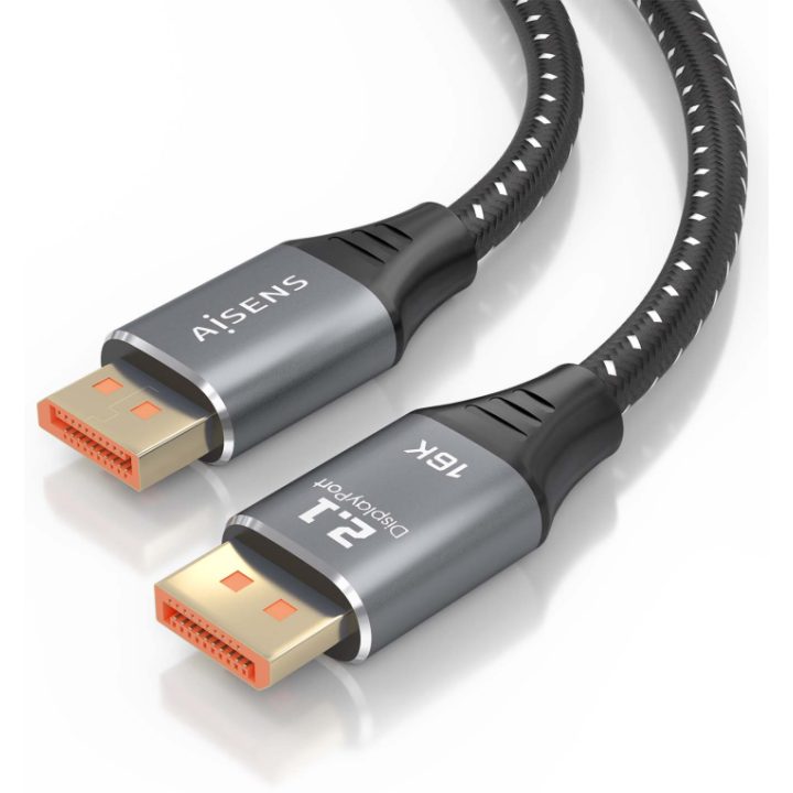 AISENS DisplayPort Cable V2.1 16K@60Hz 80 Gbps, DP/M-DP/M, Black, 1.5m