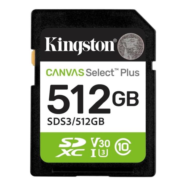 Kingston Technology 512 GB SDXC Canvas Select Plus Gen3 150 MB/s C10…