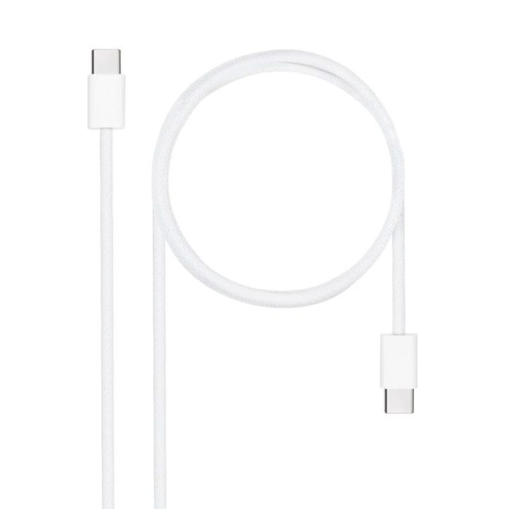 Nanocable Cabo USB-C 2.0 60W 3A, USB-C/M-USB-C/M, Branco, 1 m