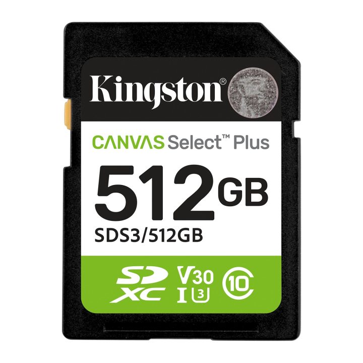 Kingston Technology 512 GB SDXC Canvas Select Plus Gen3 150 MB/s C10…