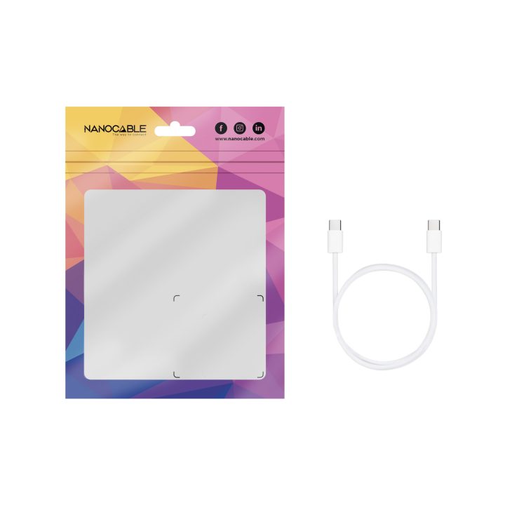 Nanocable Cable USB-C 2.0 60W 3A, USB-C/M-USB-C/M, Blanco, 1 m