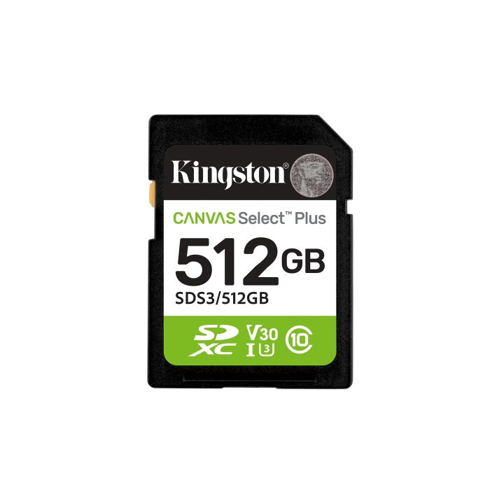 Kingston Technology 512 GB SDXC Canvas Select Plus Gen3 150 MB/s C10…